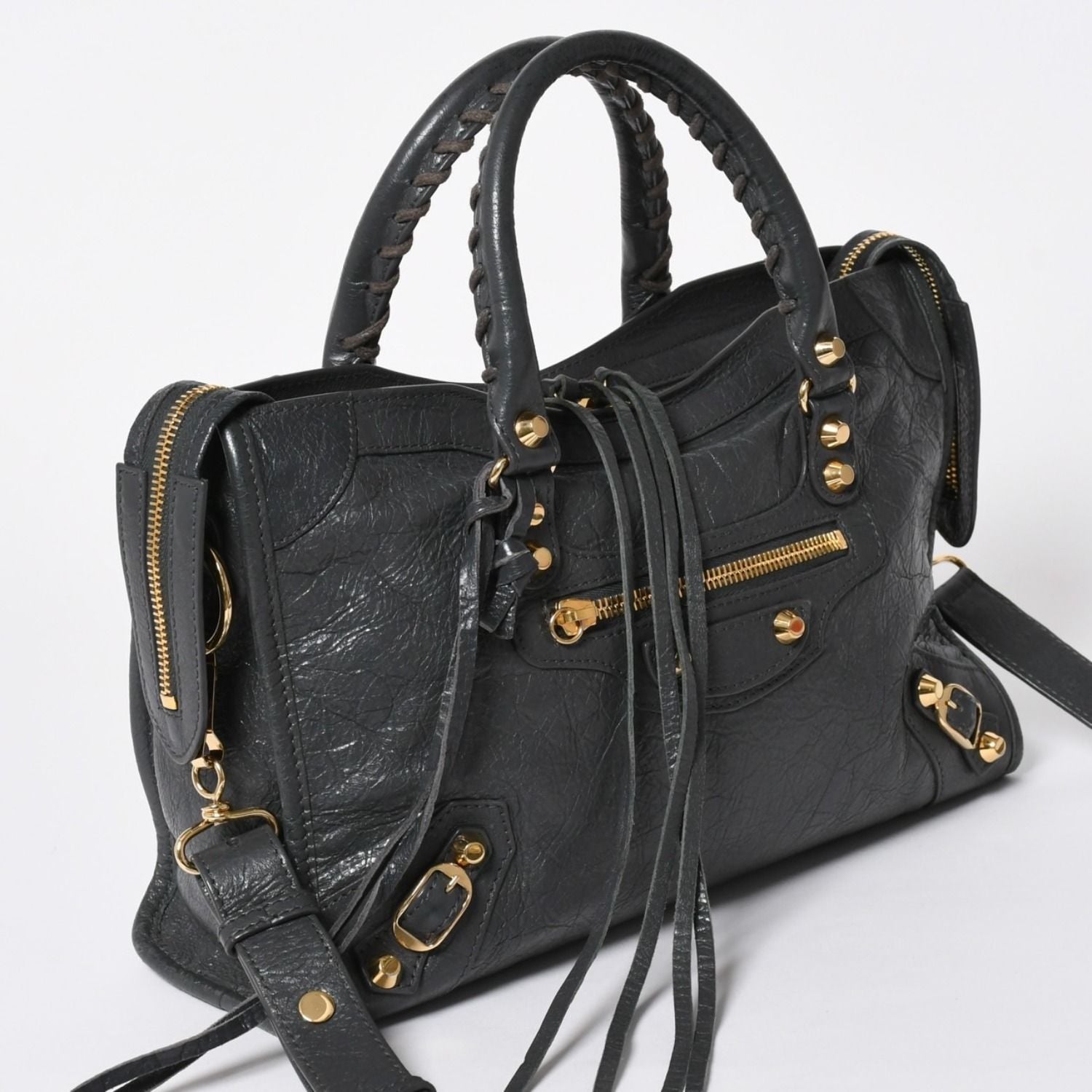 Balenciaga Classic City 2-Way Shoulder Bag Dark Gray Gold — view 3