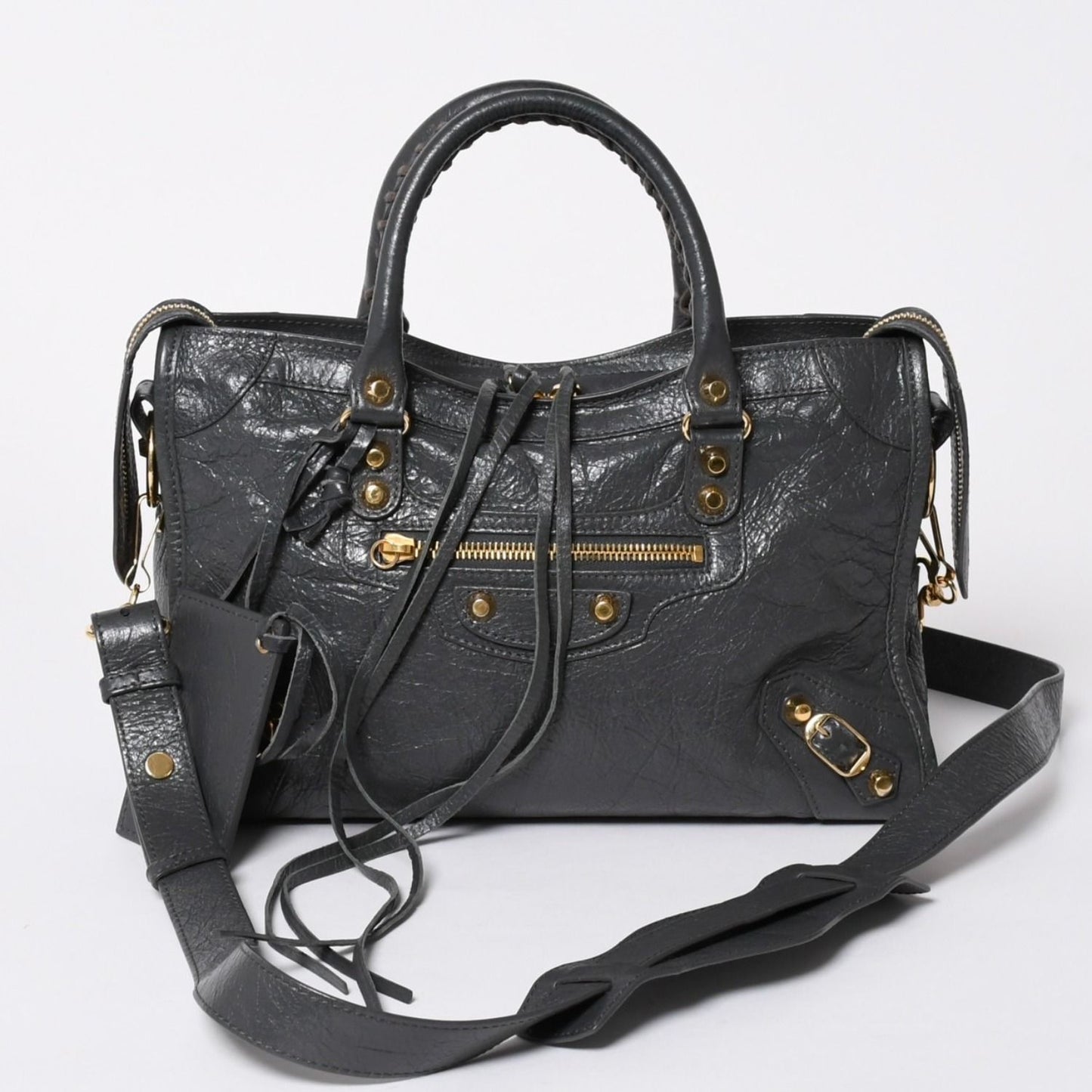 Balenciaga Classic City 2-Way Shoulder Bag Dark Gray Gold