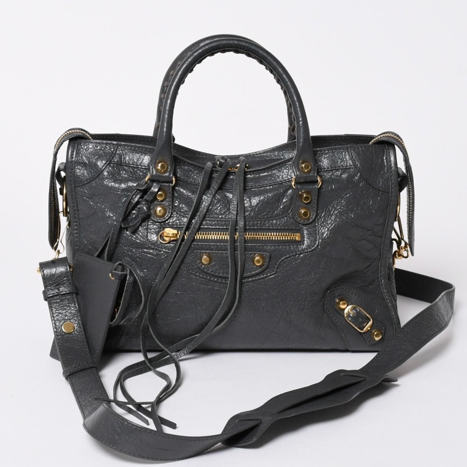 Balenciaga Classic City 2-Way Shoulder Bag Dark Gray Gold