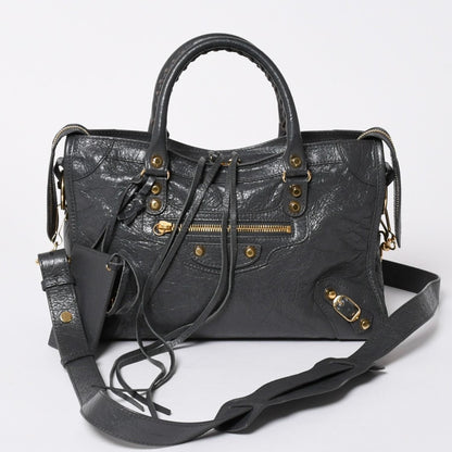 Balenciaga Classic City 2-Way Shoulder Bag Dark Gray Gold