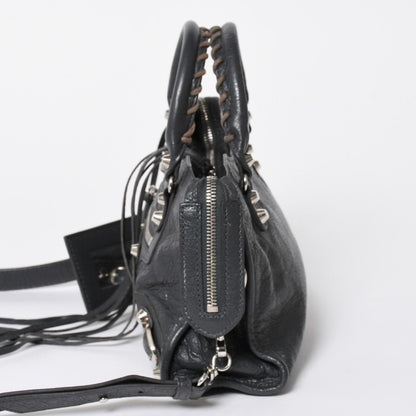 Balenciaga Classic Mini City 2-Way Shoulder Bag Dark Gray Silver — view 4
