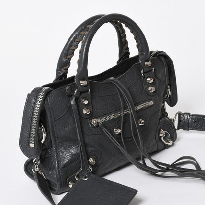 Balenciaga Classic Mini City 2-Way Shoulder Bag Dark Gray Silver — view 3