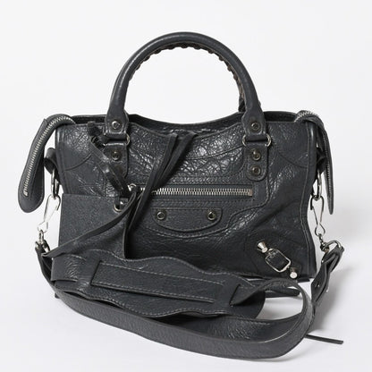 Balenciaga Classic Mini City 2-Way Shoulder Bag Dark Gray Silver