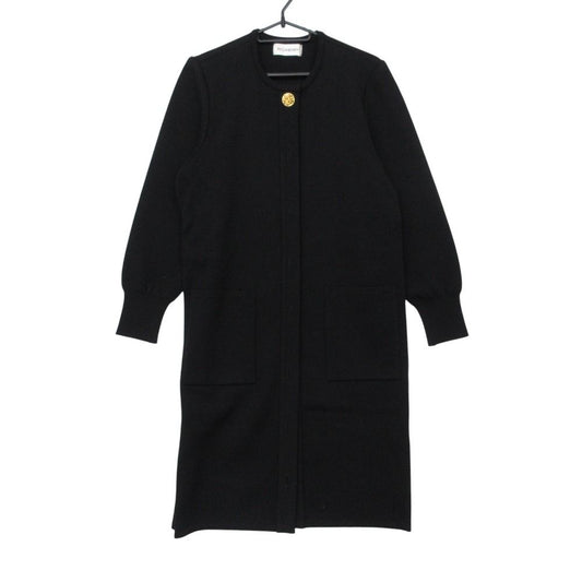 Saint Laurent Cardigan Vintage Long Knit Gold Button Black