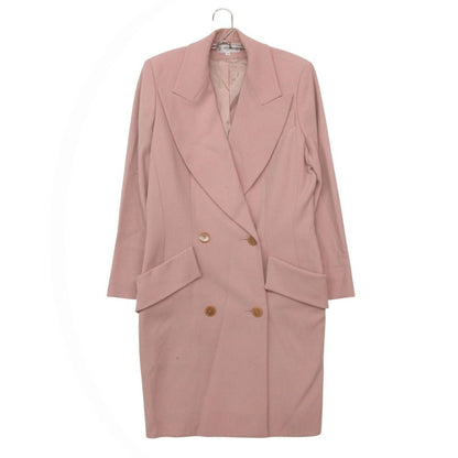 Celine Chesterfield Jacket Long Length Double Breasted Peak Lapel Pink