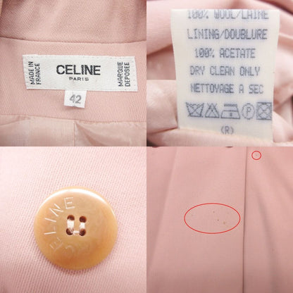 Celine Chesterfield Jacket Long Length Double Breasted Peak Lapel Pink — view 6