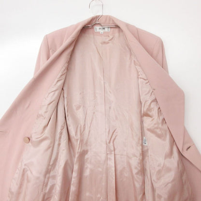 Celine Chesterfield Jacket Long Length Double Breasted Peak Lapel Pink — view 3