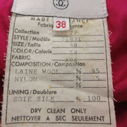Chanel Collarless Jacket Tweed Gold Button Cropped Front Opening Lined Pink — view 4