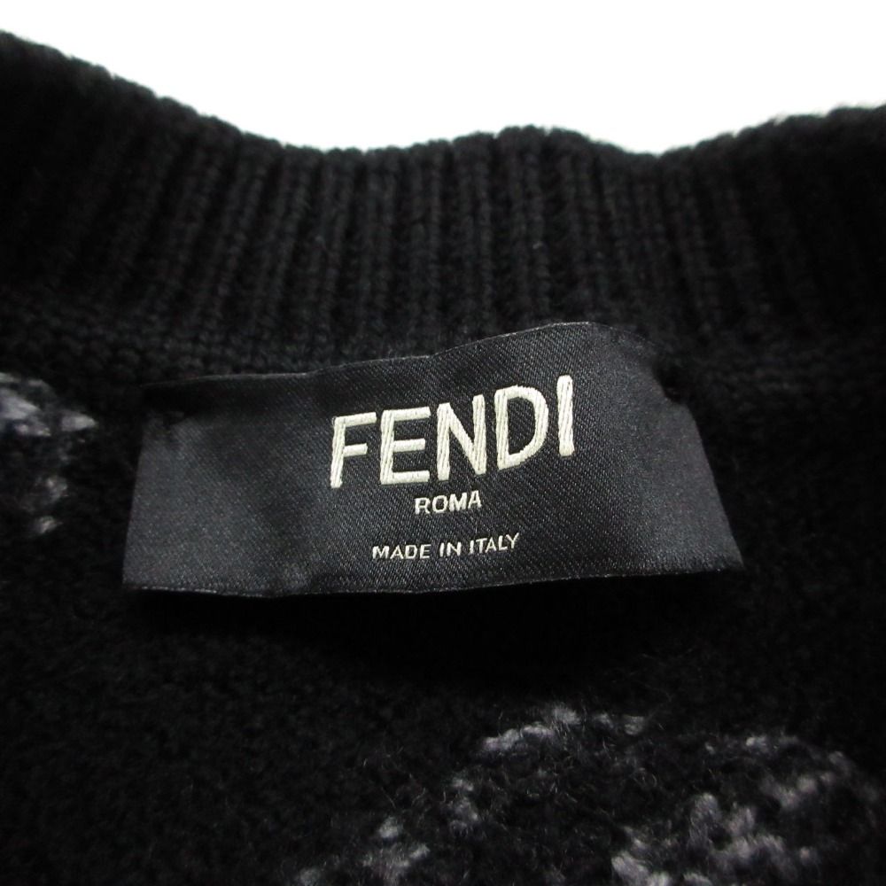 Fendi Knit Sweater Long Sleeve FF Fragment Pullover Top Crew Neck Black — view 5