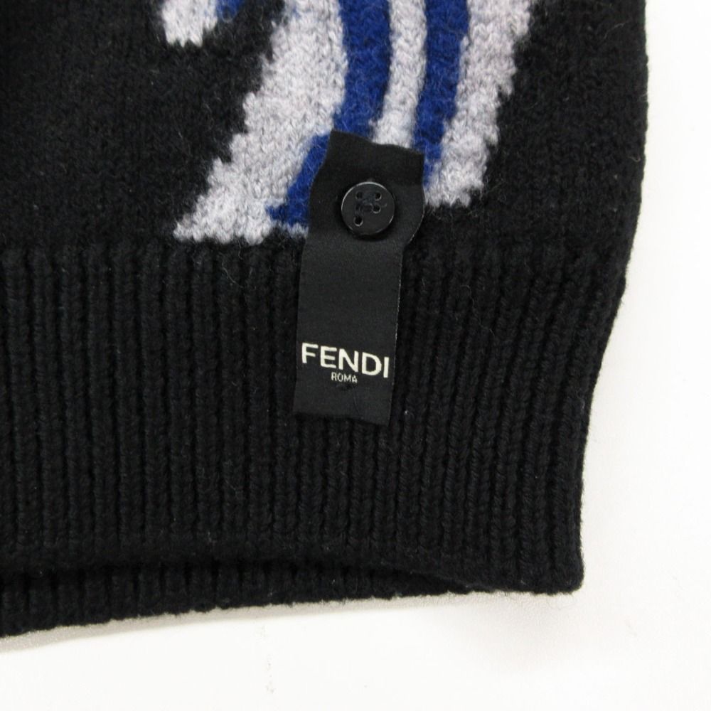 Fendi Knit Sweater Long Sleeve FF Fragment Pullover Top Crew Neck Black — view 4