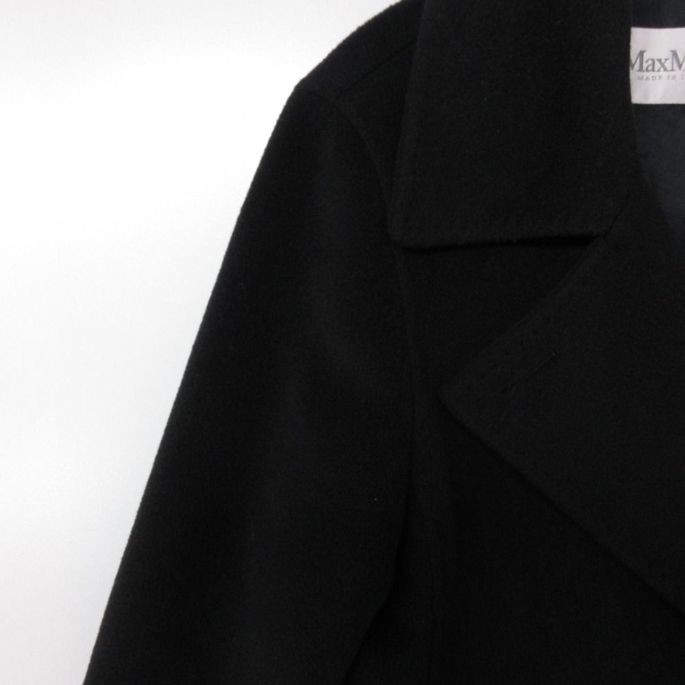 Max Mara Coat Manuela Long Cashmere Blend Wrap Jacket with Belt Black — view 5