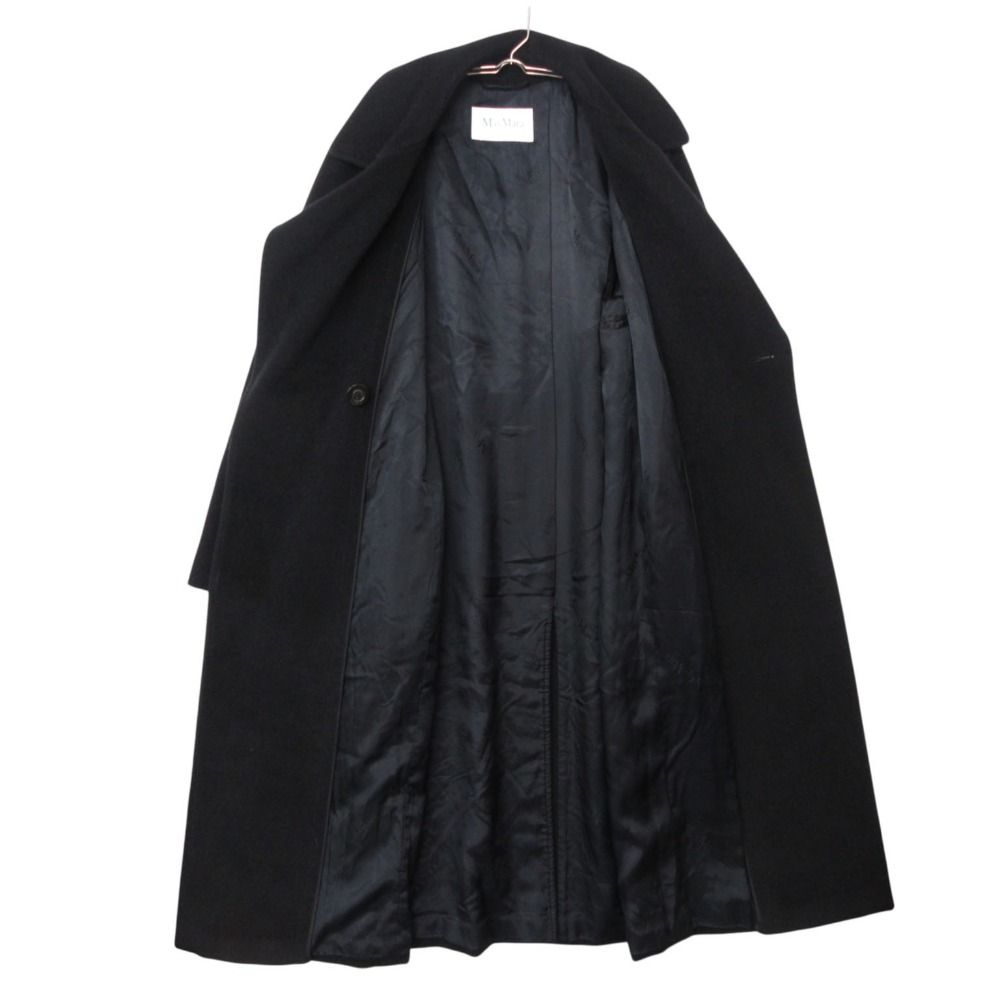 Max Mara Coat Manuela Long Cashmere Blend Wrap Jacket with Belt Black — view 8