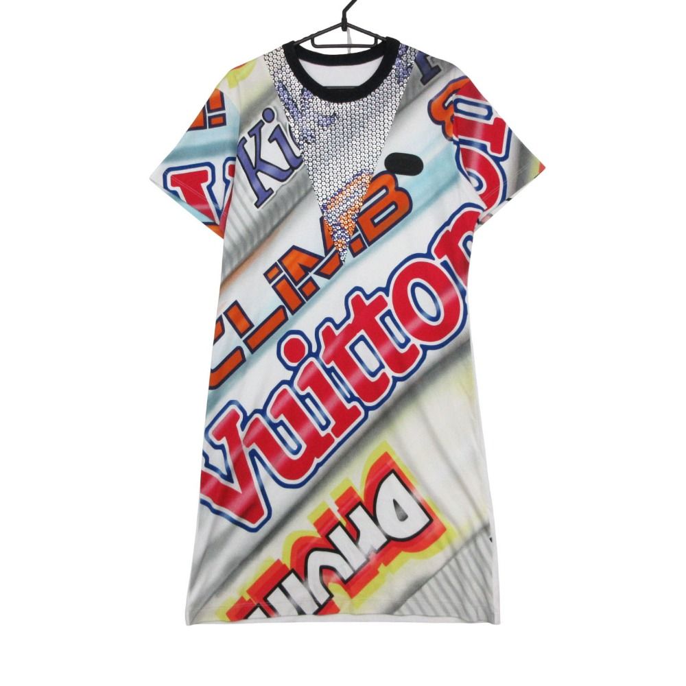 Louis Vuitton Dress Short Sleeve Graphic Print Statement Sequin Multicolor