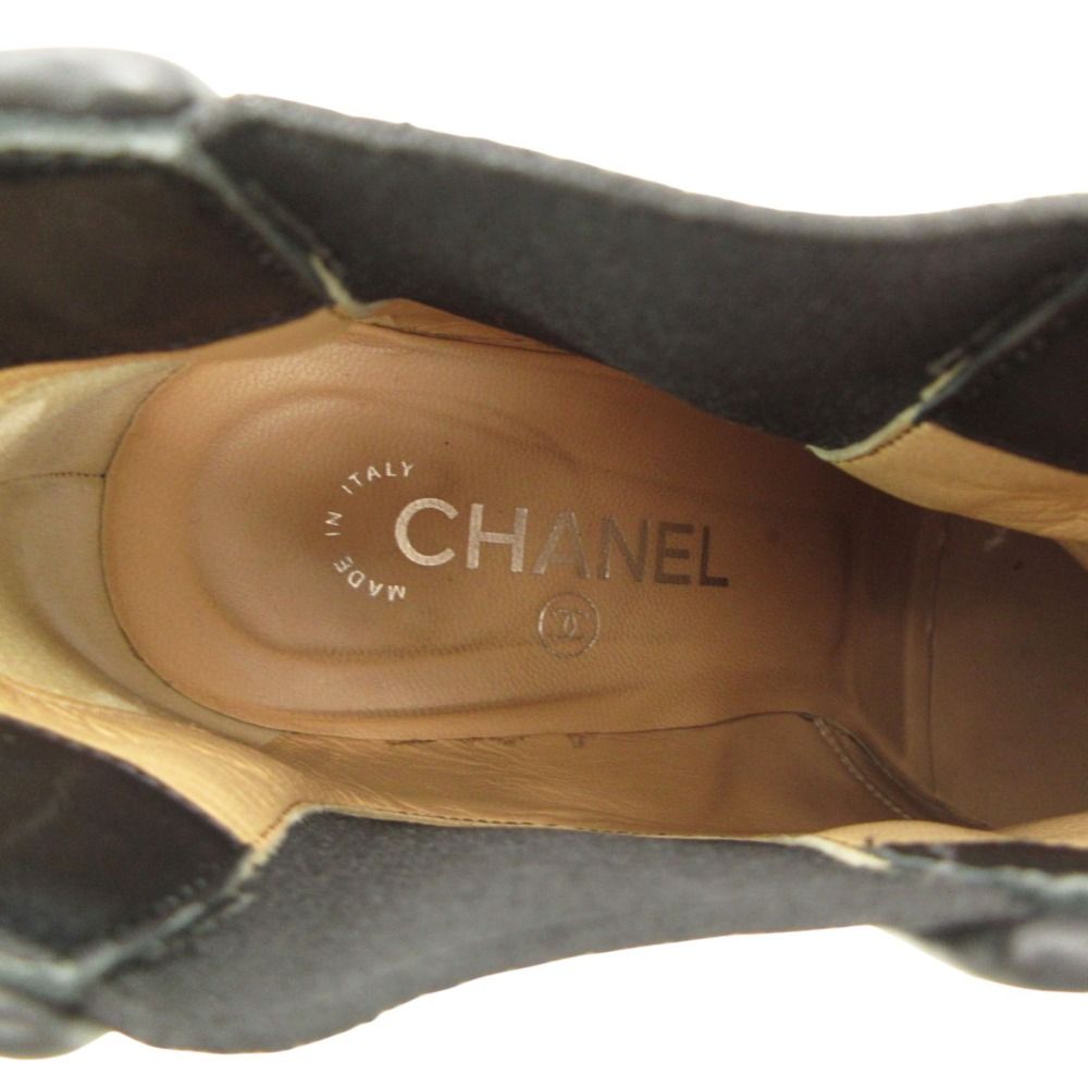 Chanel Boots Booties Short Wedge Sole Quilted Cap Toe Side Gore Leather Shoes — view 5