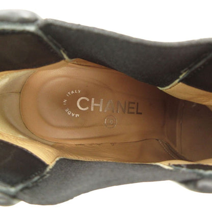 Chanel Boots Booties Short Wedge Sole Quilted Cap Toe Side Gore Leather Shoes — view 5