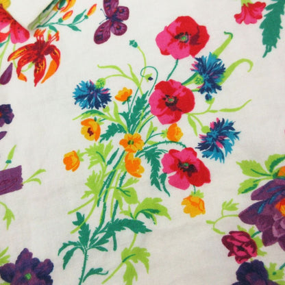Gucci Dress Vintage Floral Linen Short Sleeve Collared Pattern Flower White — view 4