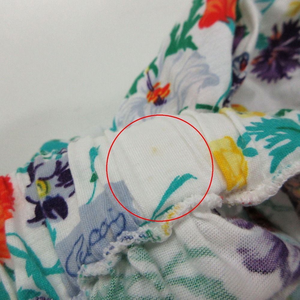 Gucci Skirt Vintage Floral Flare Gathered Calfskin Length Cotton White — view 7