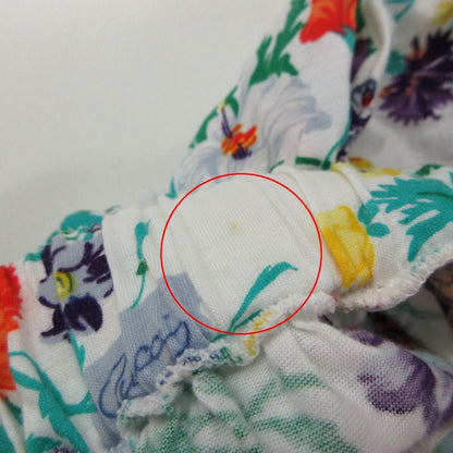 Gucci Skirt Vintage Floral Flare Gathered Calfskin Length Cotton White — view 7
