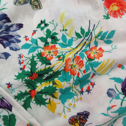 Gucci Skirt Vintage Floral Flare Gathered Calfskin Length Cotton White — view 3