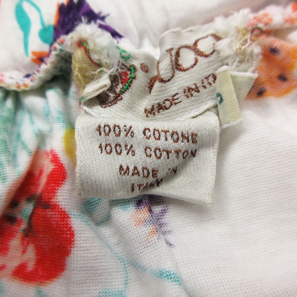 Gucci Skirt Vintage Floral Flare Gathered Calfskin Length Cotton White — view 6
