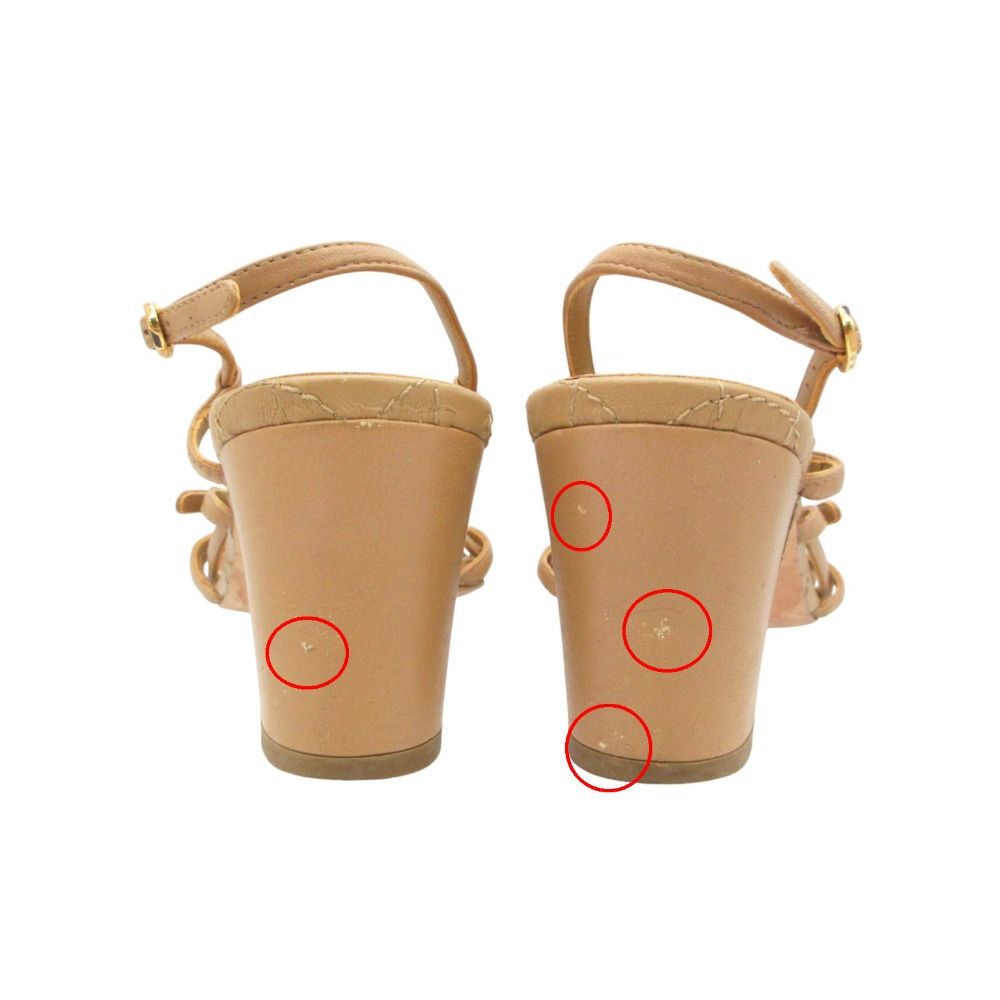 Chanel Sandals Leather Quilted Gold CC Logo Beige — view 4