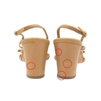 Chanel Sandals Leather Quilted Gold CC Logo Beige — view 4