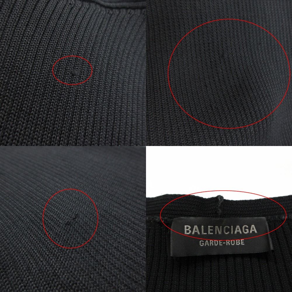 Balenciaga Dress Long Sleeve V-neck Silk Rib Knit Black LL — view 8