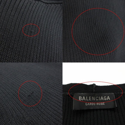 Balenciaga Dress Long Sleeve V-neck Silk Rib Knit Black LL — view 8