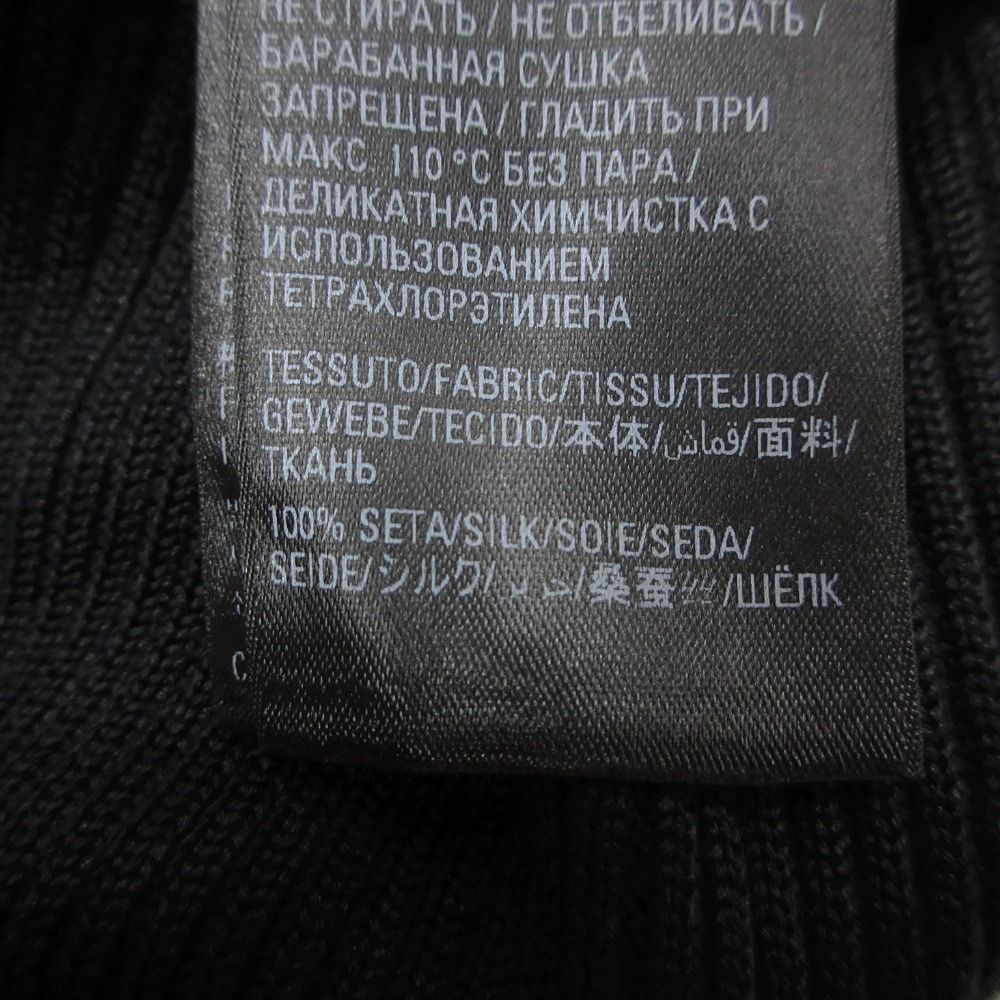 Balenciaga Dress Long Sleeve V-neck Silk Rib Knit Black LL — view 5