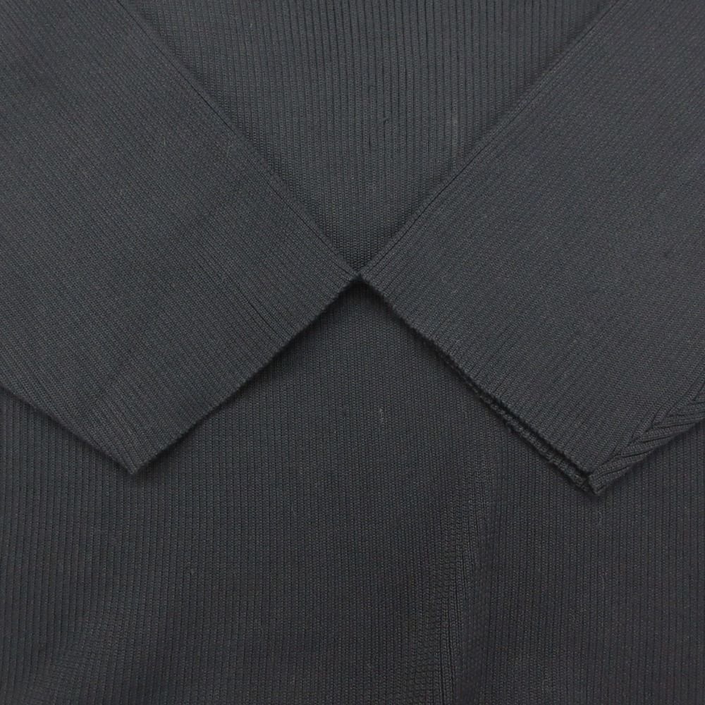 Balenciaga Dress Long Sleeve V-neck Silk Rib Knit Black LL — view 3