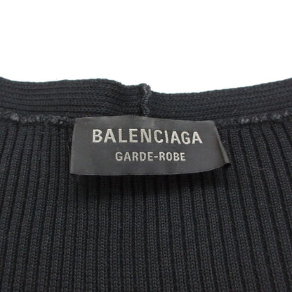 Balenciaga Dress Long Sleeve V-neck Silk Rib Knit Black LL — view 4