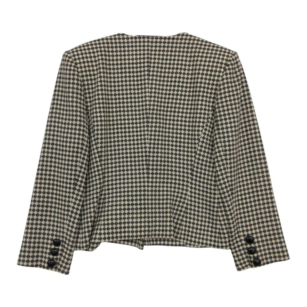 Dior Suit Set Skirt Collarless Jacket Argyle Jacquard All Over Print Vintage — view 3