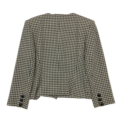 Dior Suit Set Skirt Collarless Jacket Argyle Jacquard All Over Print Vintage — view 3