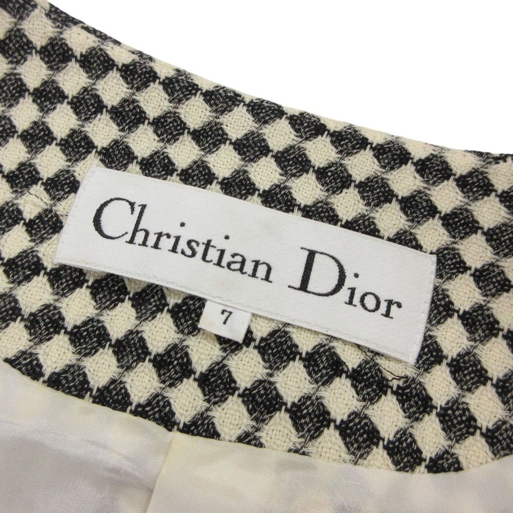 Dior Suit Set Skirt Collarless Jacket Argyle Jacquard All Over Print Vintage — view 6