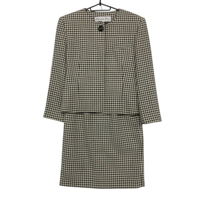 Dior Suit Set Skirt Collarless Jacket Argyle Jacquard All Over Print Vintage