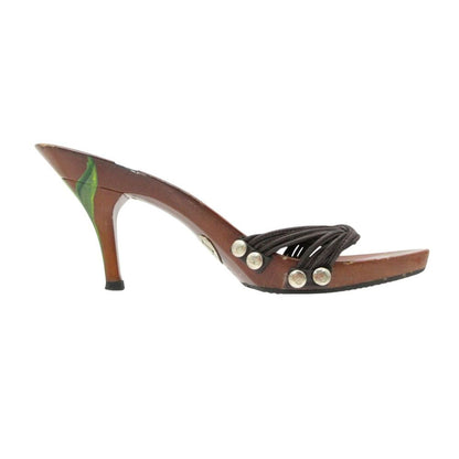 Dior Galliano Era by John Sandals Wood Floral Flower Paint Shoes Heels — view 3