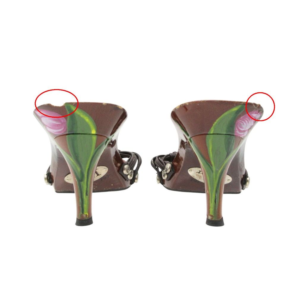 Dior Galliano Era by John Sandals Wood Floral Flower Paint Shoes Heels — view 5