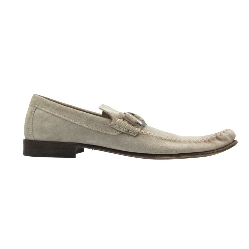 Dolce & Gabbana Loafers Bit Logo Suede Leather Slip-on Shoes Pastel Green 7 — view 2