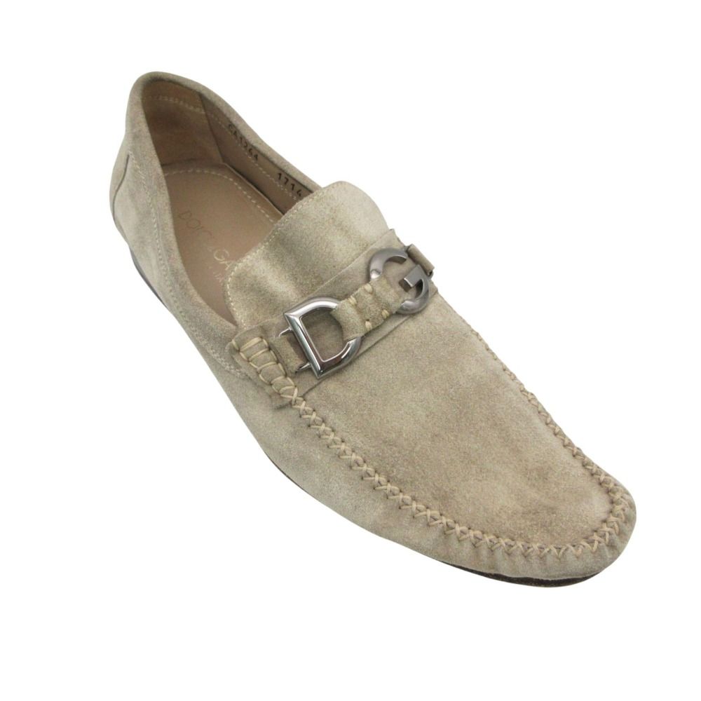 Dolce & Gabbana Loafers Bit Logo Suede Leather Slip-on Shoes Pastel Green 7 — view 6