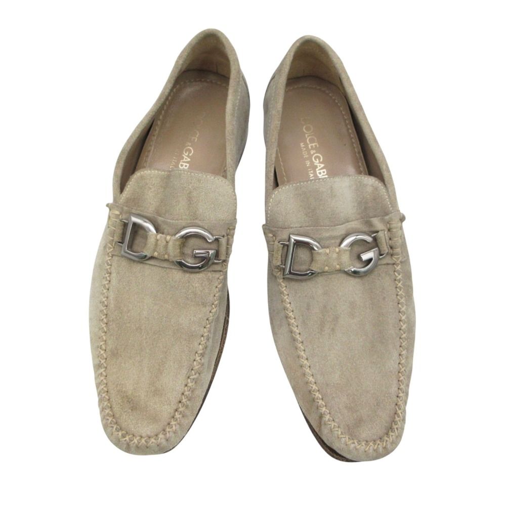 Dolce & Gabbana Loafers Bit Logo Suede Leather Slip-on Shoes Pastel Green 7 — view 3