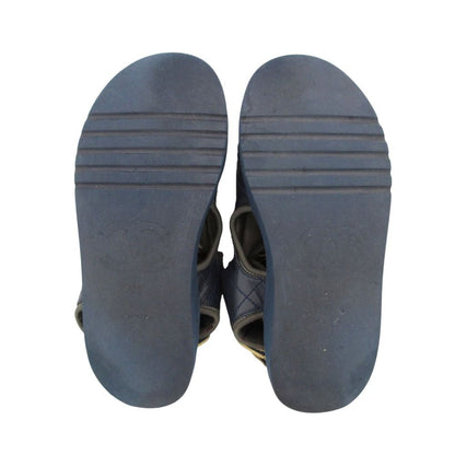 Chanel Sandals Sport Quilted Leather Velcro Strap Belt CC Logo Shoes Navy — view 6