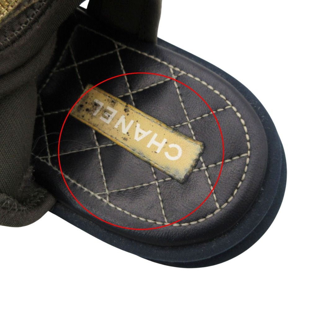 Chanel Sandals Sport Quilted Leather Velcro Strap Belt CC Logo Shoes Navy — view 7