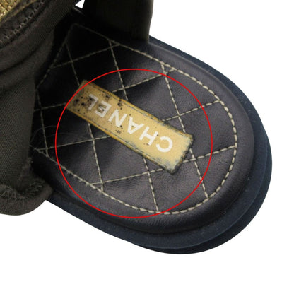 Chanel Sandals Sport Quilted Leather Velcro Strap Belt CC Logo Shoes Navy — view 7