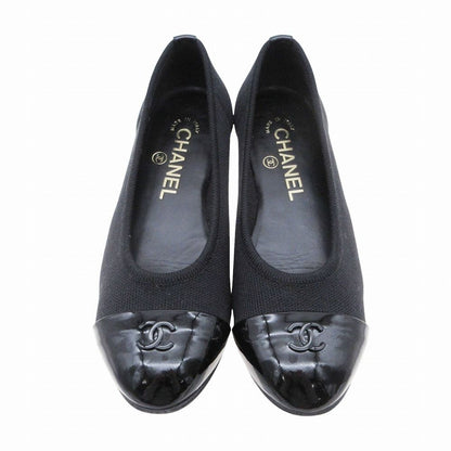 Chanel Pumps CC Logo Flat Shoes Black