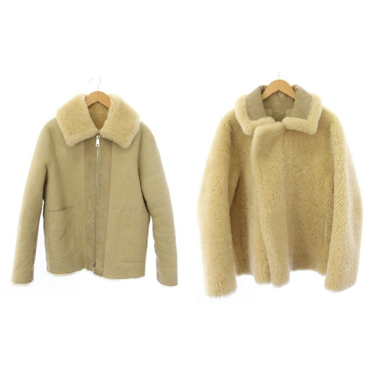 Bottega Veneta Reversible Shearling Jacket Zip Up Beige 36