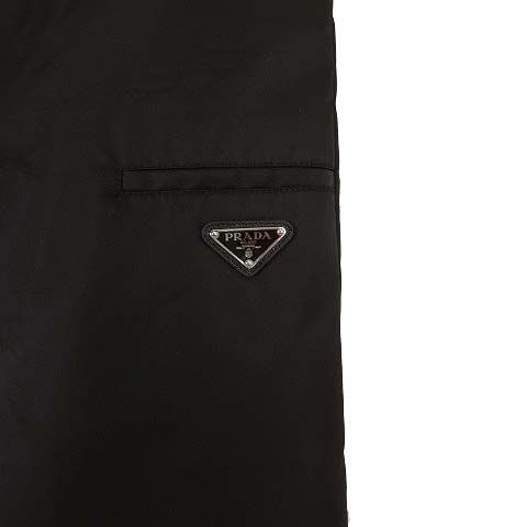 Prada Re-Nylon Triangle Logo Skirt Center Slit Long M Black 38 — view 7