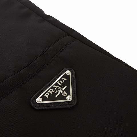 Prada Re-Nylon Triangle Logo Skirt Center Slit Long M Black 38 — view 3