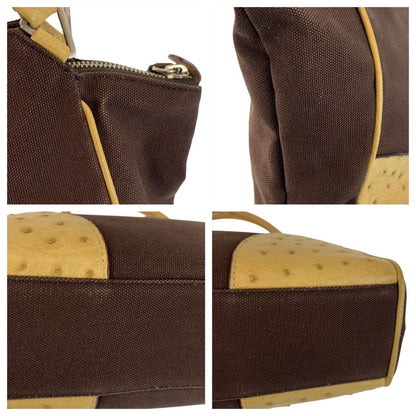 Prada Brown Beige Silver Canvas Tote Bag — view 6
