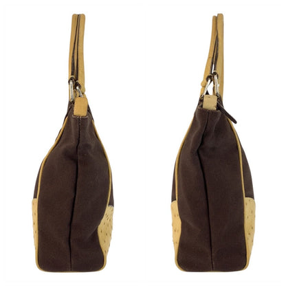 Prada Brown Beige Silver Canvas Tote Bag — view 8