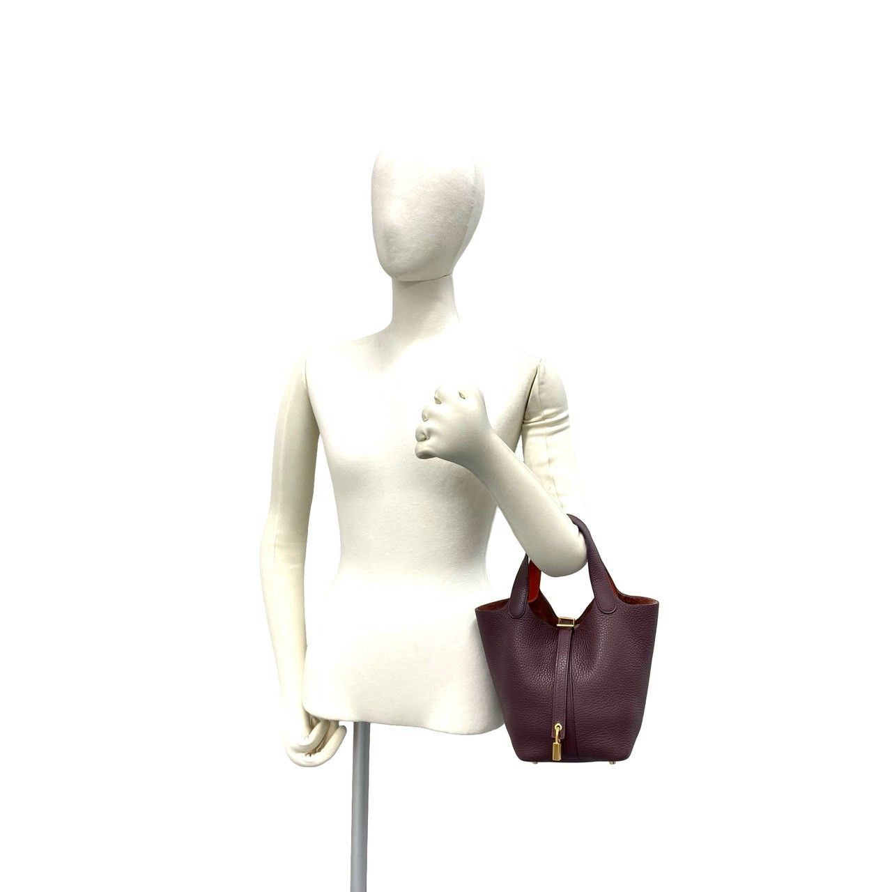 Hermes Picotin Lock PM Taurillon Clemence Swift Handbag Prune Orange Poppy — view 2